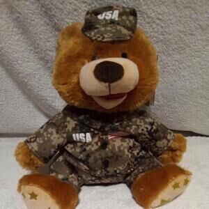 Military Singing And Dancing Bear Plush New "I'll Be Home For Christmas"